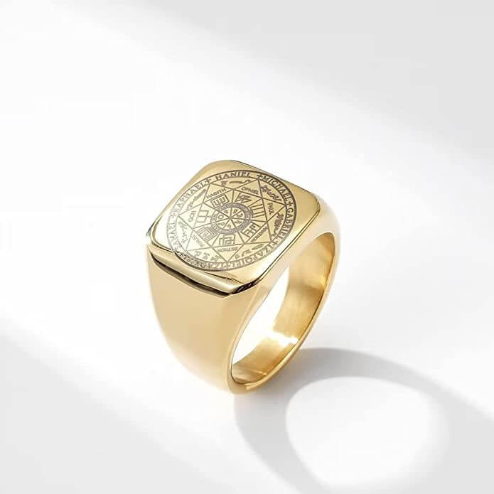 7PROTECT -  Titanium Steel Ring | The Seals of The Seven Archangels Protection for Mens (Size : 17, 20, 26) - THE MEN THING