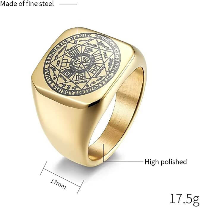 7PROTECT -  Titanium Steel Ring | The Seals of The Seven Archangels Protection for Mens (Size : 17, 20, 26) - THE MEN THING