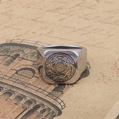 7PROTECT -  Titanium Steel Ring | The Seals of The Seven Archangels Protection for Mens (Size : 17, 20, 26) - THE MEN THING