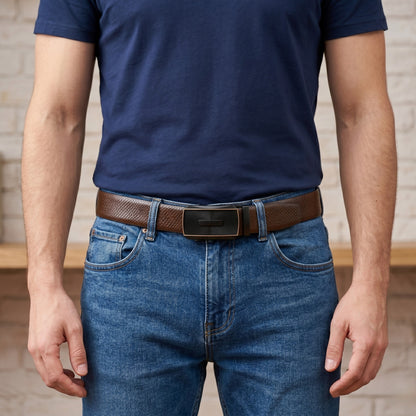 Mens Genuine Leather Belt | 2 in 1 Reversible (Brown & Black) (1 Pc.) - REXVA