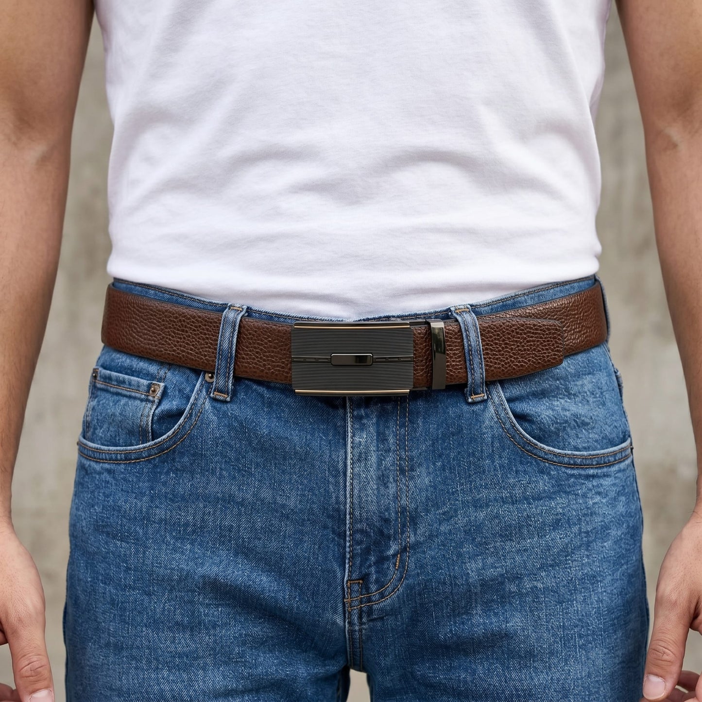 Mens Genuine Leather Belt | 2 in 1 Reversible (Brown & Black) (1 Pc.) - LUXORIC