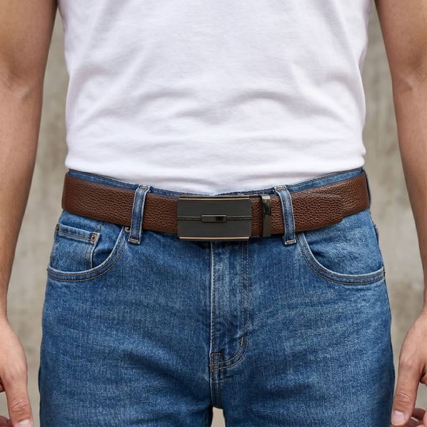Mens Genuine Leather Belt | 2 in 1 Reversible (Brown & Black) (1 Pc.) - LUXORIC