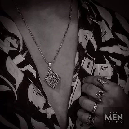 THE MEN THING Alloy 1 Percentage Pendant with Pure Stainless Steel 24inch Chain for Men, European trending Style - Round Box Chain & Pendant for Men & Boys