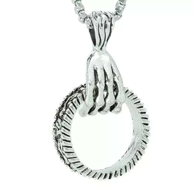 THE MEN THING Alloy Claw Hand with Pure Stainless Steel Ring Pendant with 24inch Chain for Men, European trending Style - Round Box Chain & Pendant for Men & Boys