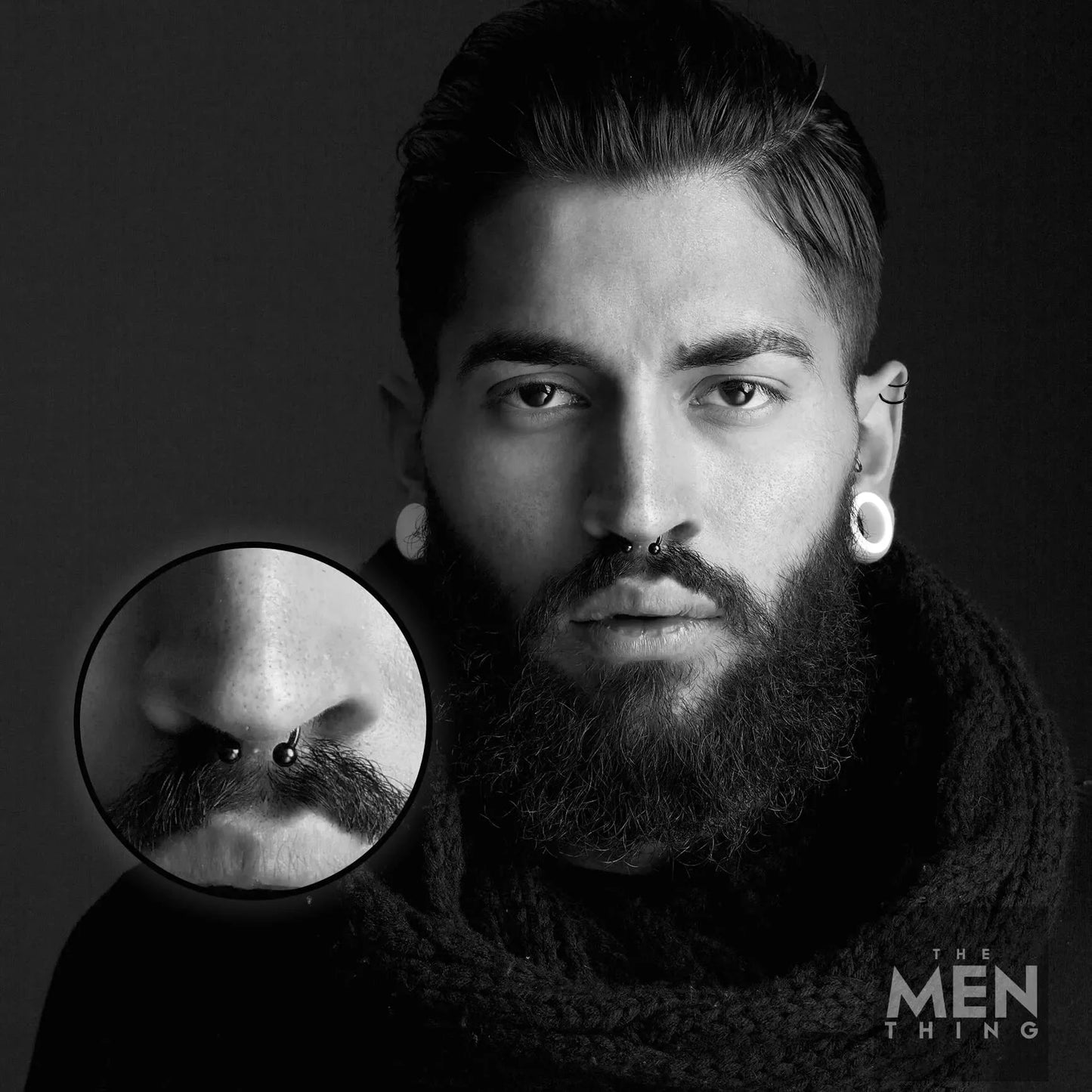 THE MEN THING Fake Nose Rings – Pure Stainless Steel Non Piercing Fake Cartilage Earring - Faux Nose Ring for Men and Boys