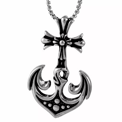 THE MEN THING Pendant for Men - Pure Titanium Steel Anchor Pendant with 24inch Round Box Chain for Men & Boys