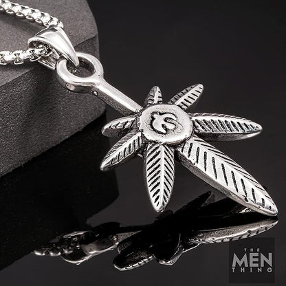 Leaf Of Life - Pure Titanium Steel Pendant With 24Inch Round Box Chain For Men & Boys