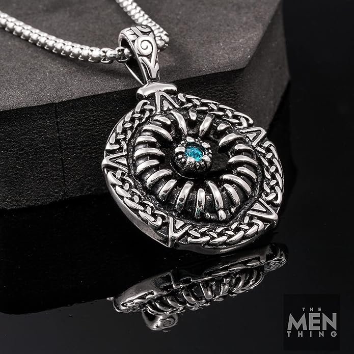 Turquoise Jaw - Pure Titanium Steel Pendant With 24Inch Round Box Chain For Men & Boys