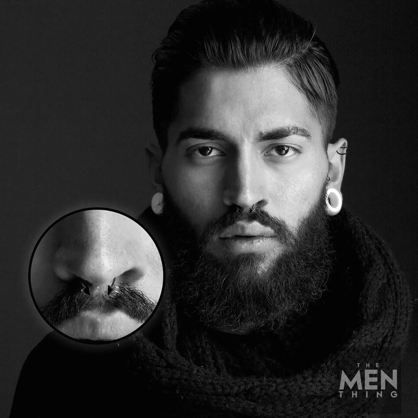 THE MEN THING Fake Nose Rings – Pure Stainless Steel Non Piercing Fake Cartilage Earring - Faux Nose Ring for Men and Boys