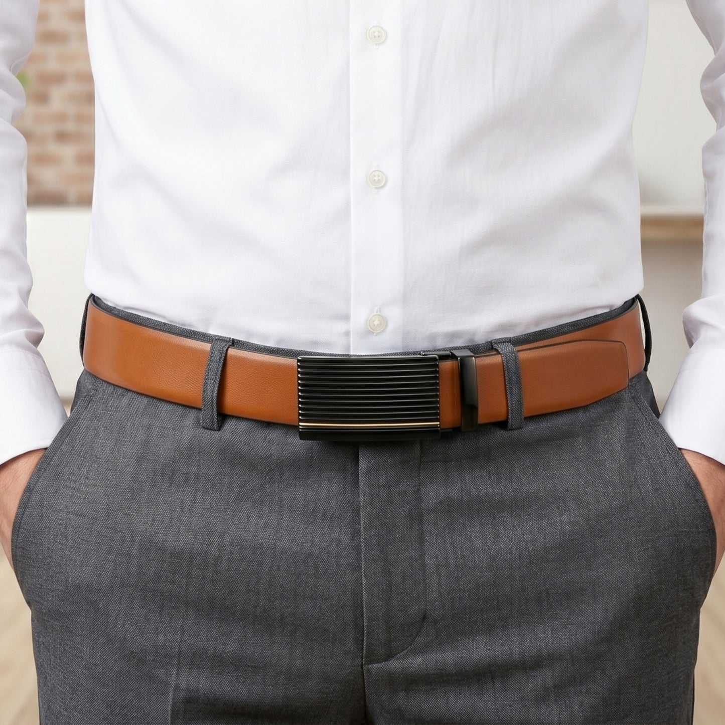 Mens Genuine Leather Belt | 2 in 1 Reversible (Brown & Black) (1 Pc.) - VELARO