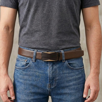 Mens Genuine Leather Belt | 2 in 1 Reversible (Brown & Black) (1 Pc.) - LUXORIC