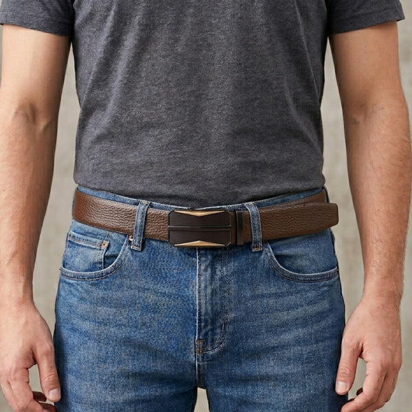 Mens Genuine Leather Belt | 2 in 1 Reversible (Brown & Black) (1 Pc.) - LUXORIC