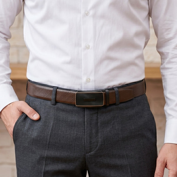 Mens Genuine Leather Belt | 2 in 1 Reversible (Brown & Black) (1 Pc.) - REXVA