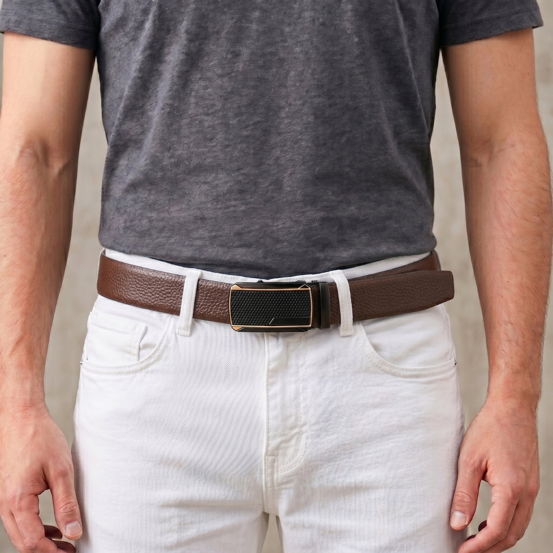 Mens Genuine Leather Belt | 2 in 1 Reversible (Brown & Black) (1 Pc.) - LUXORIC
