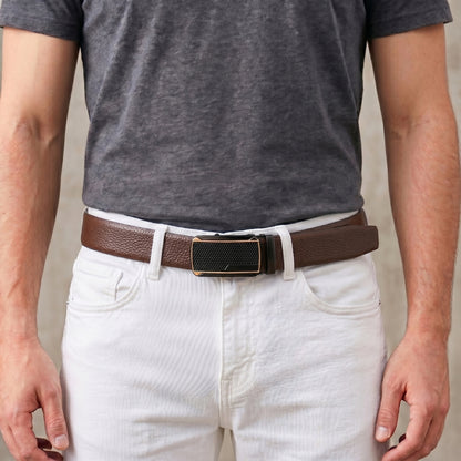 Mens Genuine Leather Belt | 2 in 1 Reversible (Brown & Black) (1 Pc.) - LUXORIC