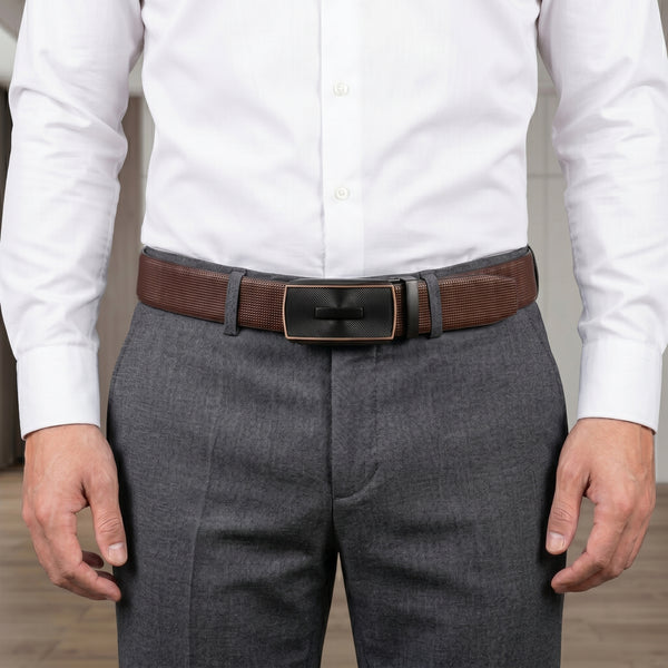 Mens Genuine Leather Belt | 2 in 1 Reversible (Brown & Black) (1 Pc.) - NEXVIOR