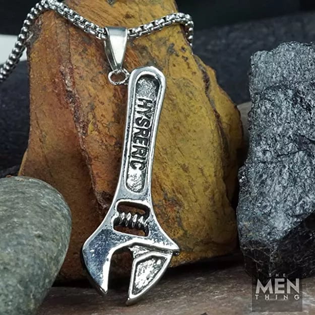 THE MEN THING Alloy Pipe Wrench Pendant with Pure Stainless Steel 24inch Chain for Men, European trending Style - Round Box Chain & Pendant for Men & Boys