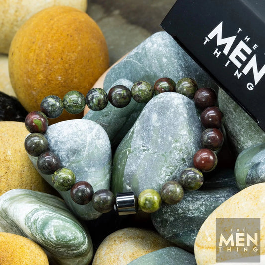 THE MEN THING Natural Beads Bracelet for Men - Become Money Magnet - Azurite Natural Stone Colorful 7 Chakra Energy Stretch Bracelet (7inch)