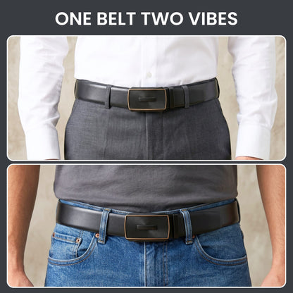 Mens Genuine Leather Belt | 2 in 1 Reversible (Black & Brown) (1 Pc.) - VELARO
