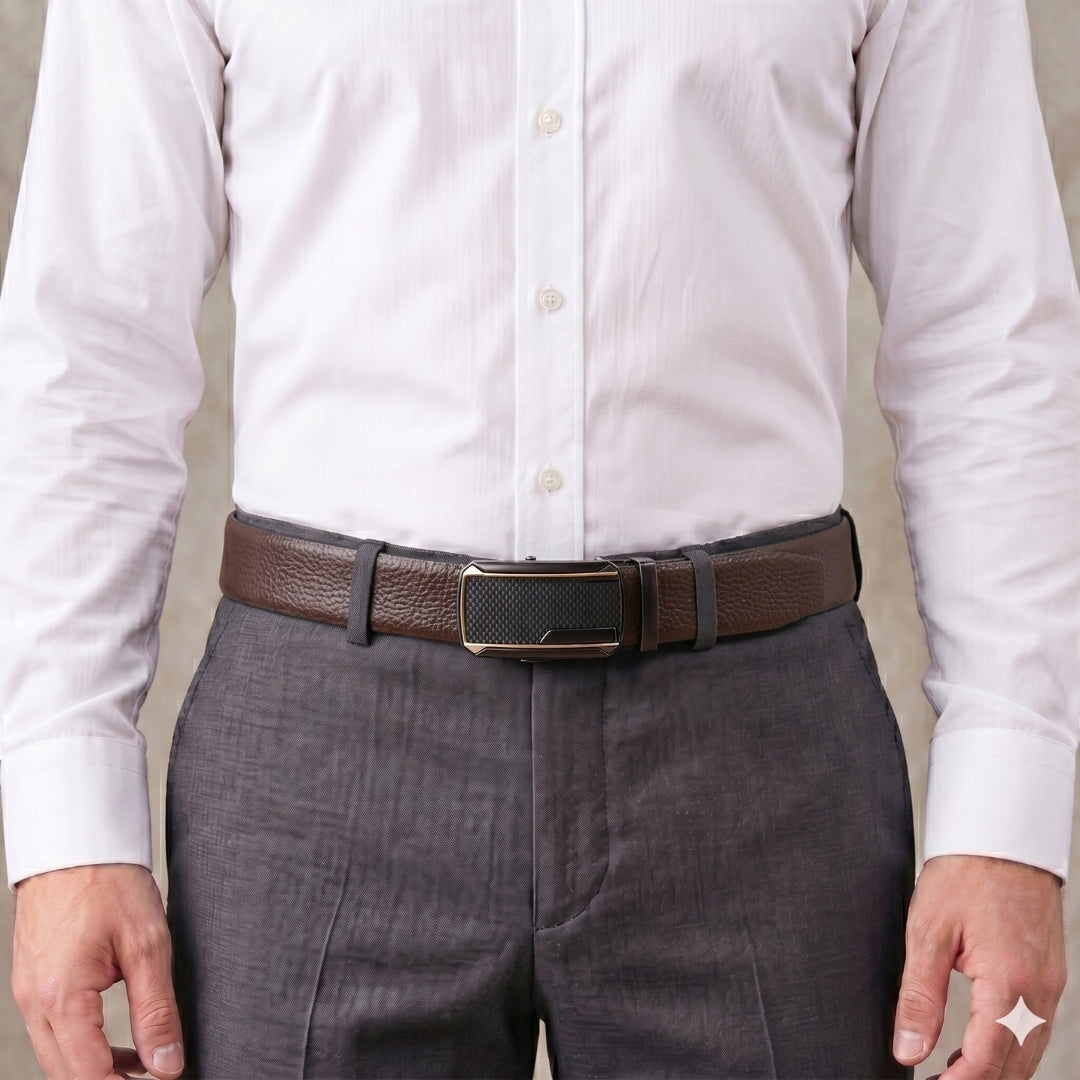 Mens Genuine Leather Belt | 2 in 1 Reversible (Brown & Black) (1 Pc.) - LUXORIC