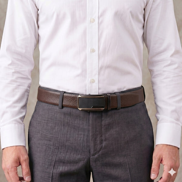 Mens Genuine Leather Belt | 2 in 1 Reversible (Brown & Black) (1 Pc.) - LUXORIC