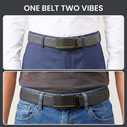 Mens Genuine Leather Belt | 2 in 1 Reversible (Black & Brown) (1 Pc.) - NEXVIOR