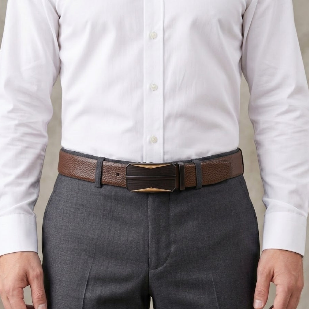 Mens Genuine Leather Belt | 2 in 1 Reversible (Brown & Black) (1 Pc.) - LUXORIC