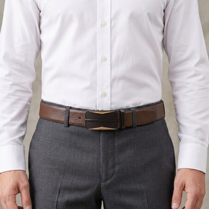 Mens Genuine Leather Belt | 2 in 1 Reversible (Brown & Black) (1 Pc.) - LUXORIC