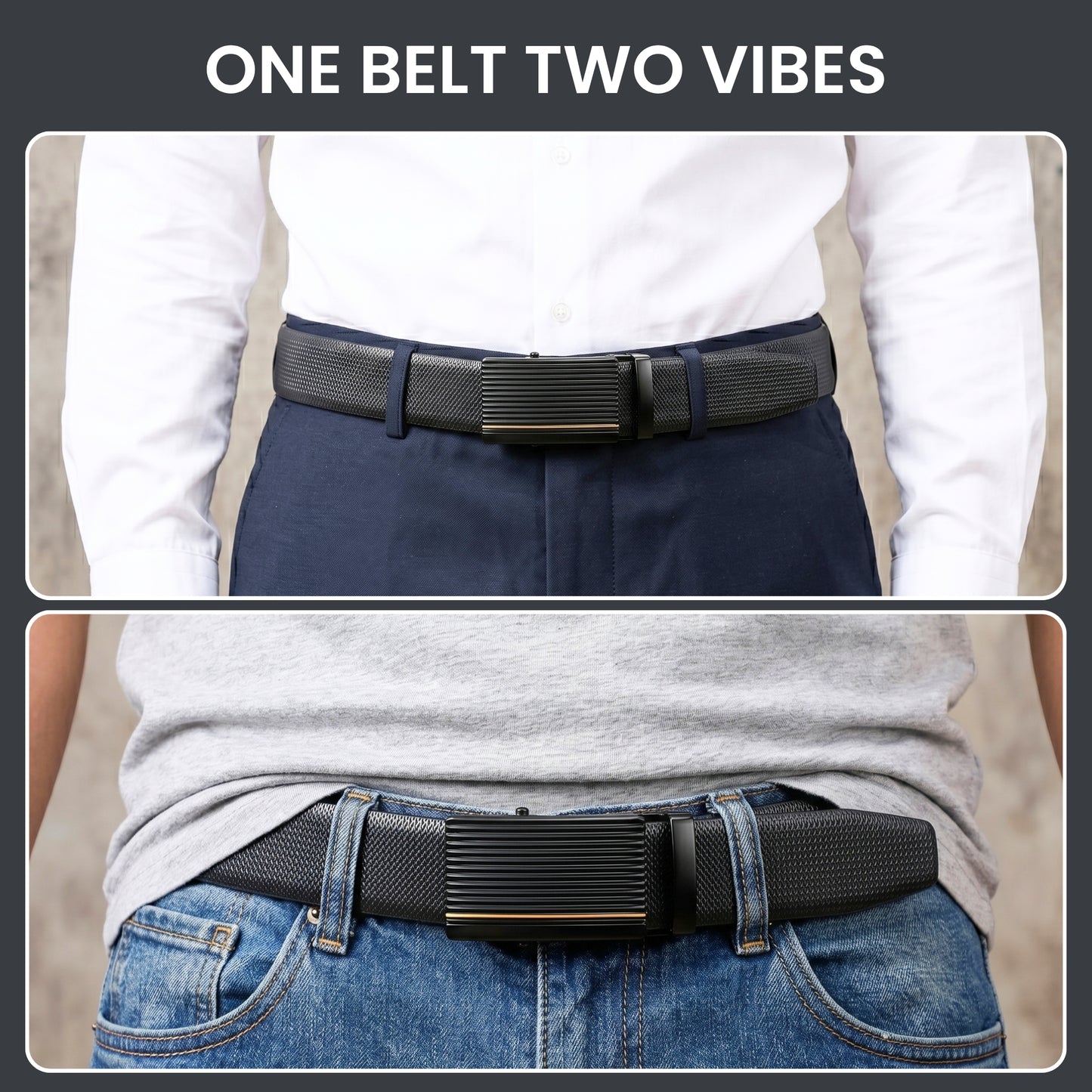 Mens Genuine Leather Belt | 2 in 1 Reversible (Black & Brown) (1 Pc.) - SIGNORA