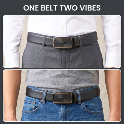 Mens Genuine Leather Belt | 2 in 1 Reversible (Black & Brown) (1 Pc.) - LUXORIC