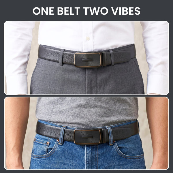 Mens Genuine Leather Belt | 2 in 1 Reversible (Black & Brown) (1 Pc.) - LUXORIC