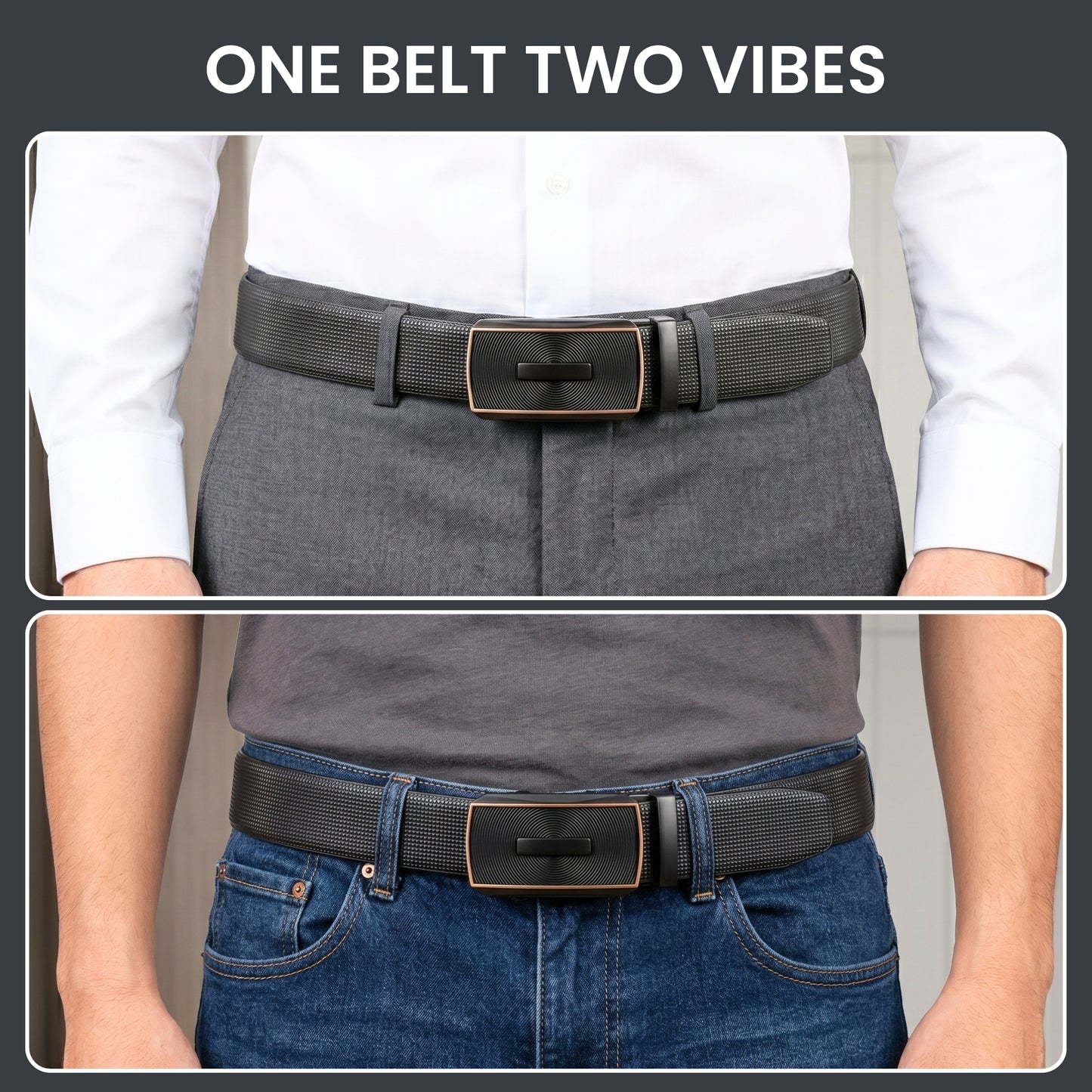 Mens Genuine Leather Belt | 2 in 1 Reversible (Black & Brown) (1 Pc.) - NEXVIOR