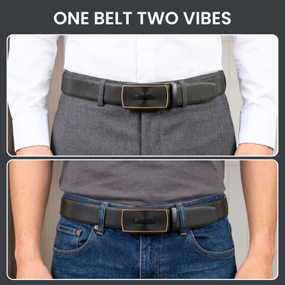 Mens Genuine Leather Belt | 2 in 1 Reversible (Black & Brown) (1 Pc.) - NEXVIOR