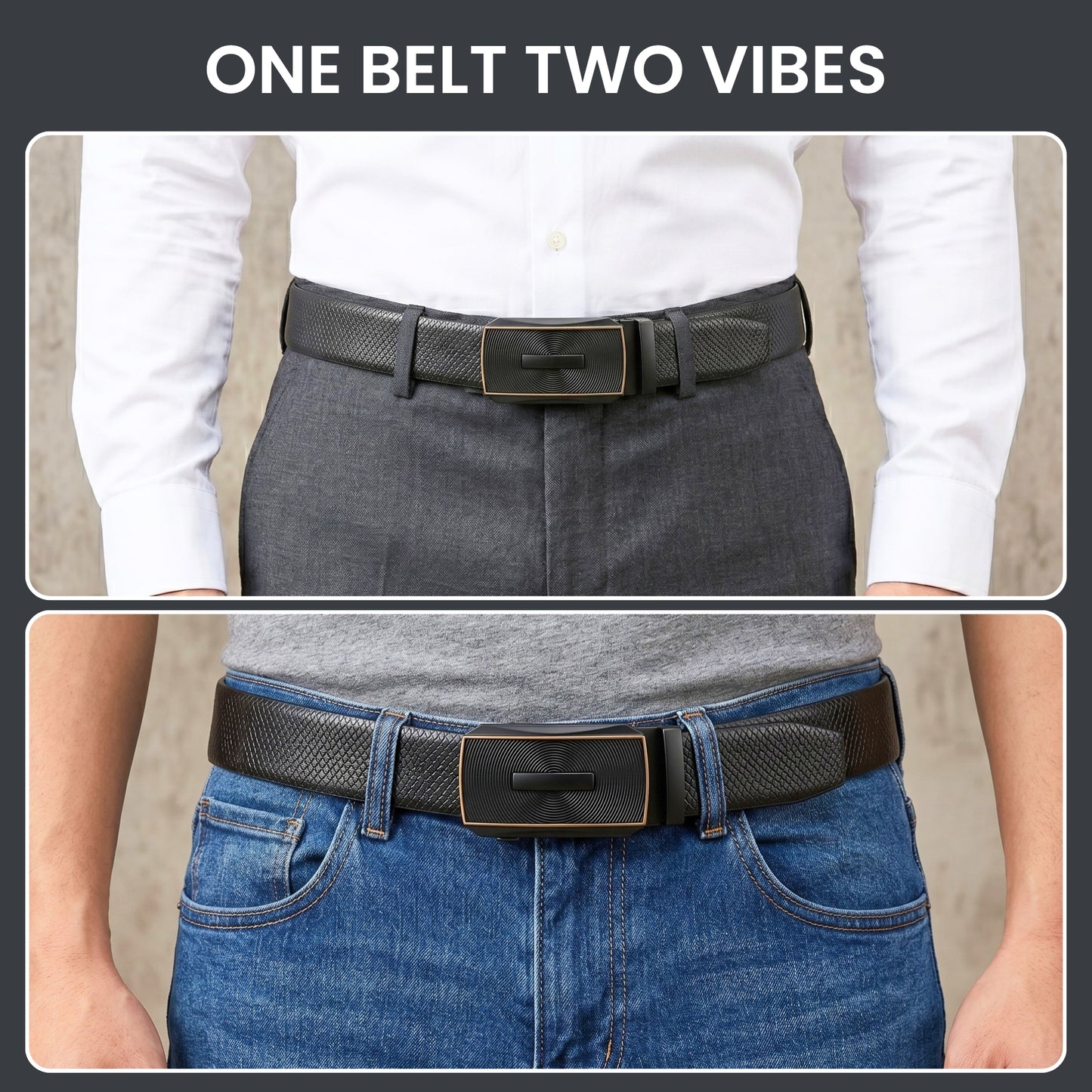 Mens Genuine Leather Belt | 2 in 1 Reversible (Black & Brown) (1 Pc.) - REXVA