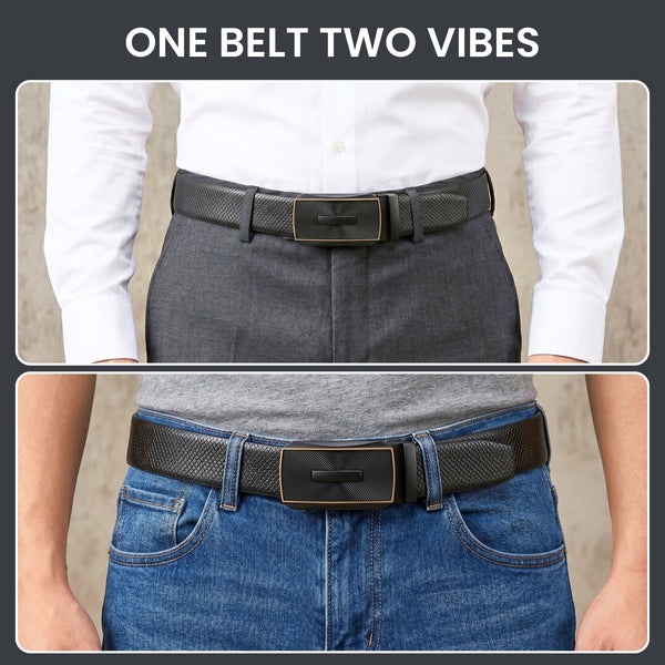 Mens Genuine Leather Belt | 2 in 1 Reversible (Black & Brown) (1 Pc.) - REXVA