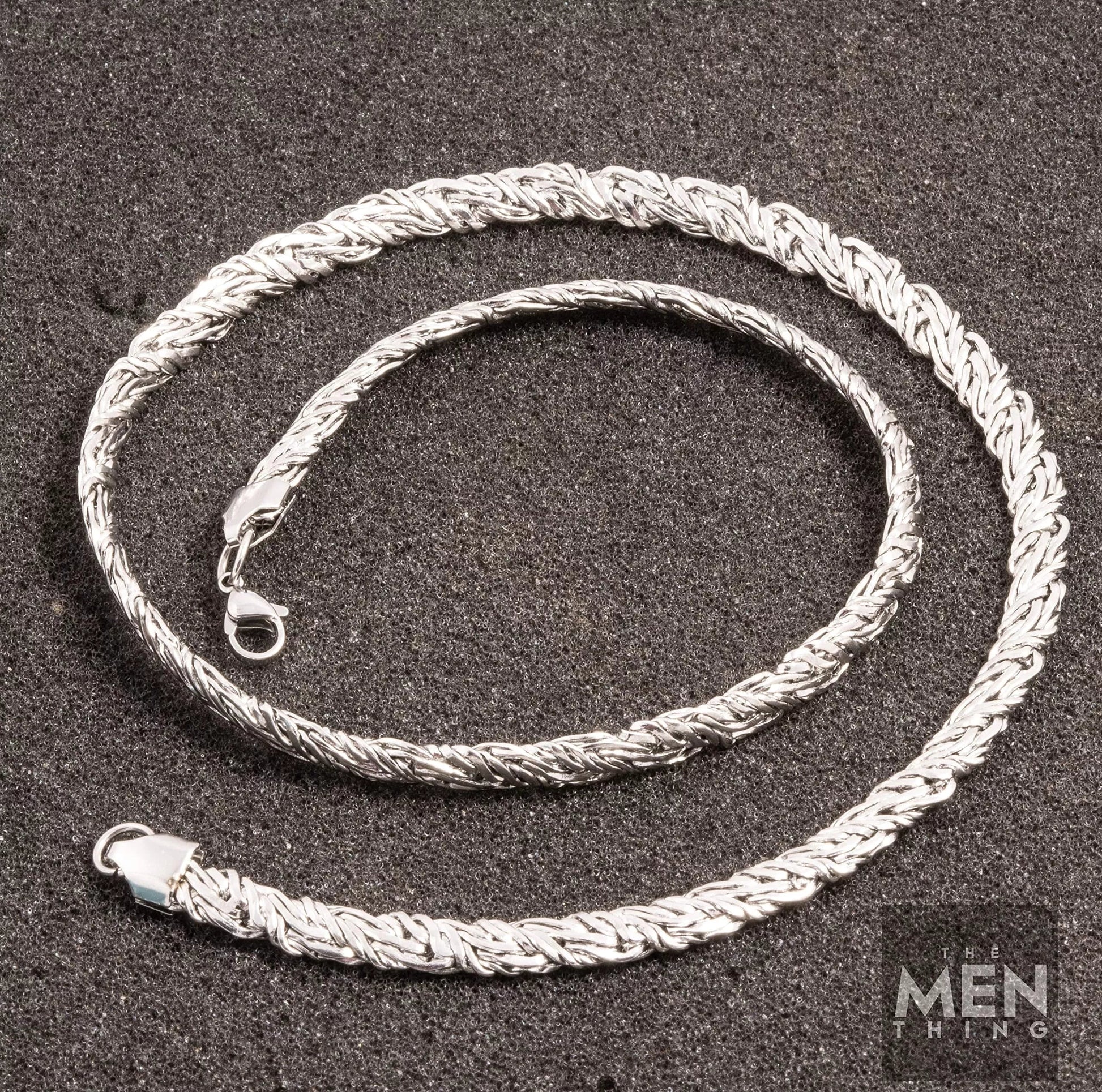THE MEN THING Chain for Men - 6mm Twisted Curb Chain Silver Stainless Steel 21.5inch for Men & Boys