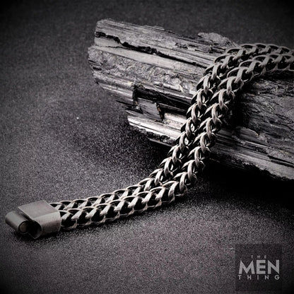 THE MEN THING 12mm Pure Stainless Steel Double Franco Link Chain Bracelet, Biker Punk Style Bracelet for Men & Boy (8 inch)