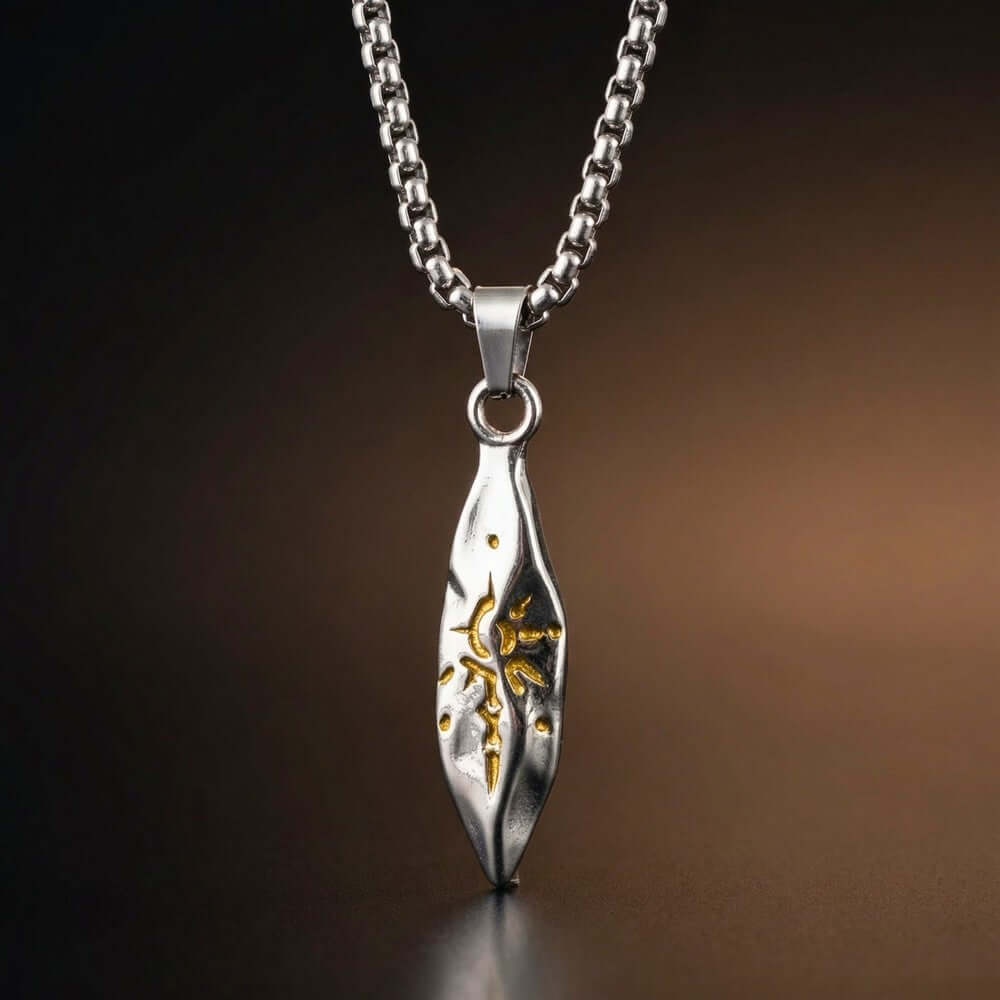 ABSTRACT SPEAR - STEEL - 9mm Titanium Steel Pendant with 23inch Round Box 4mm Chain for Men & Boys — SS Pendant/ Necklace for Men | THE MEN THING