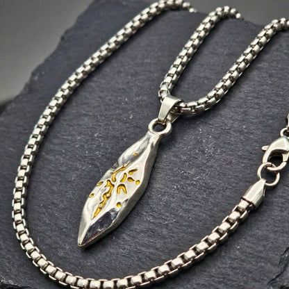 ABSTRACT SPEAR - STEEL - 9mm Titanium Steel Pendant with 23inch Round Box 4mm Chain for Men & Boys — SS Pendant/ Necklace for Men | THE MEN THING