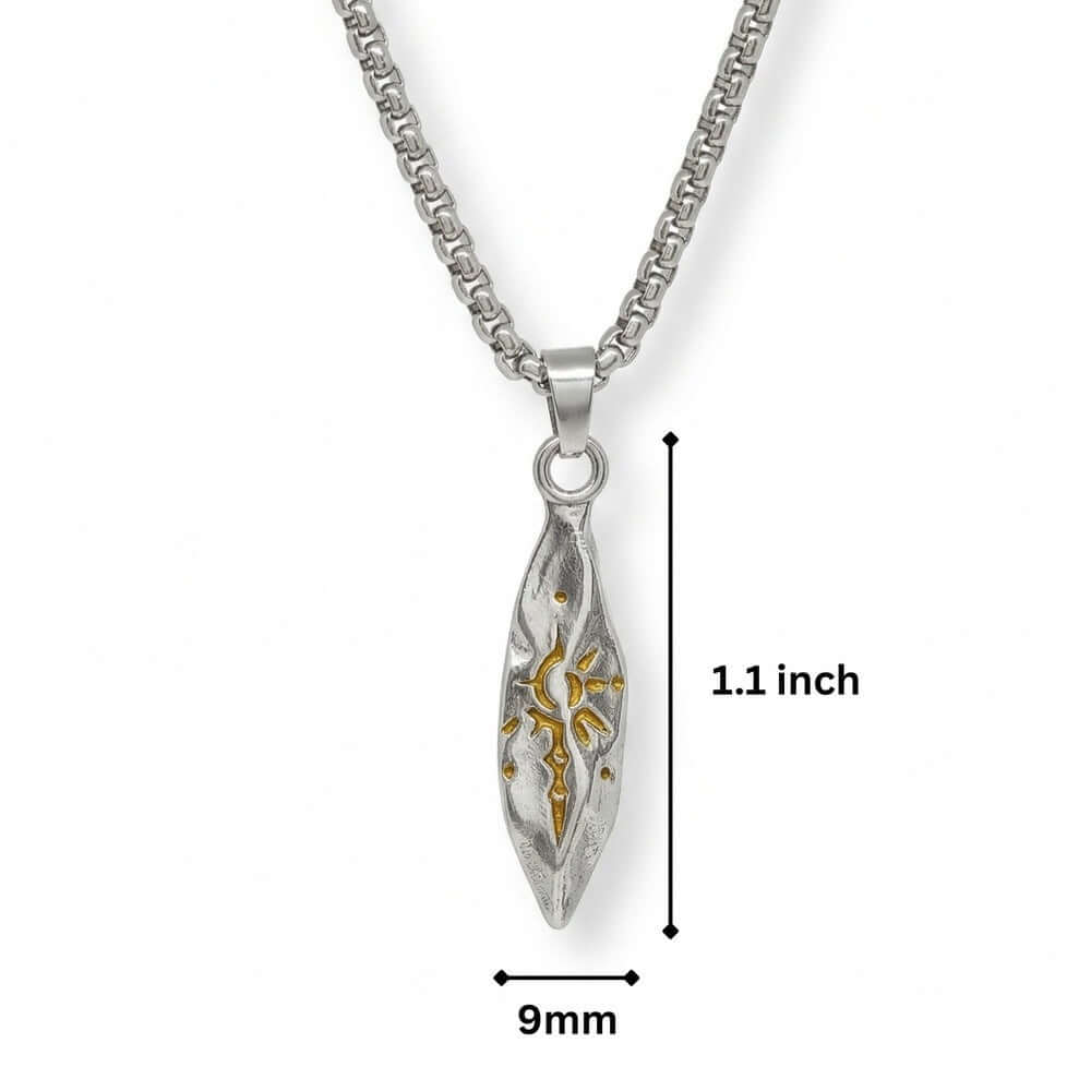 ABSTRACT SPEAR - STEEL - 9mm Titanium Steel Pendant with 23inch Round Box 4mm Chain for Men & Boys — SS Pendant/ Necklace for Men | THE MEN THING