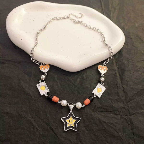 ACE FLAME STAR - 25mm Titanium Steel Pendant with 19 to 21inch 6mm Adjustable Cable Chain for Men & Boys