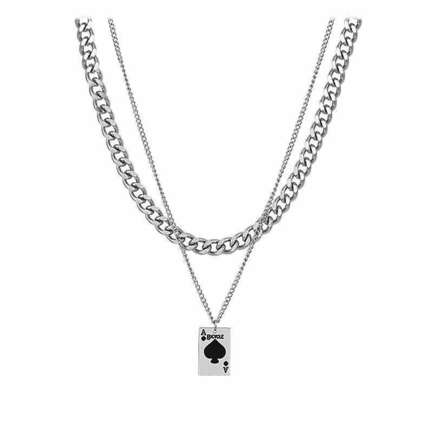 ACE STACK - 20mm Titanium Steel Pendant with 19 to 21inch Adjustable Cable Chain for Men & Boys - THE MEN THING