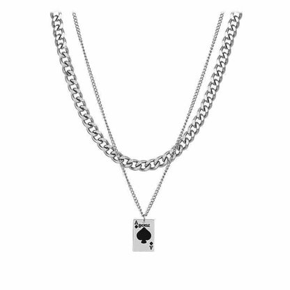 ACE STACK - 20mm Titanium Steel Pendant with 19 to 21inch Adjustable Cable Chain for Men & Boys - THE MEN THING