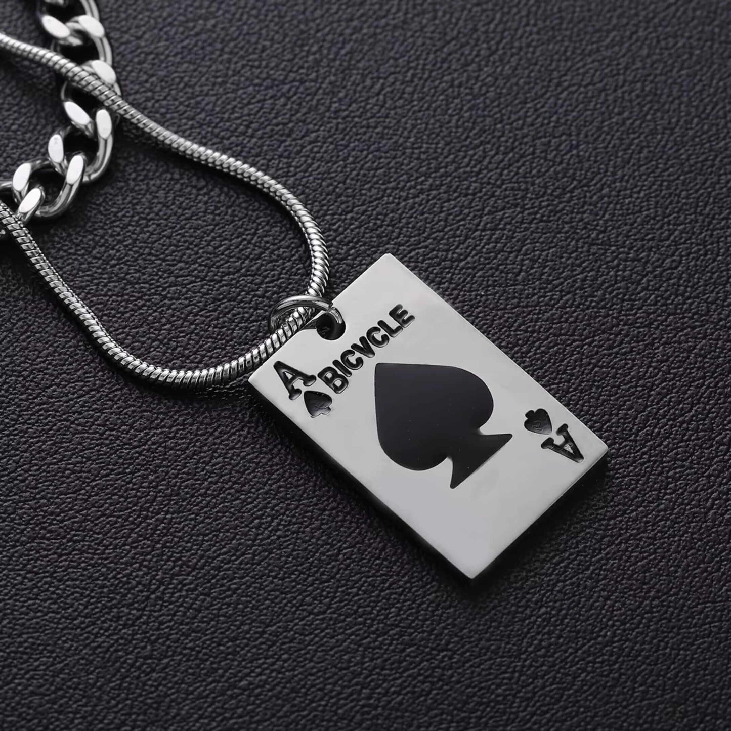 ACE STACK - 20mm Titanium Steel Pendant with 19 to 21inch Adjustable Cable Chain for Men & Boys - THE MEN THING