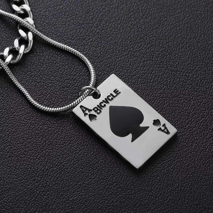 ACE STACK - 20mm Titanium Steel Pendant with 19 to 21inch Adjustable Cable Chain for Men & Boys - THE MEN THING