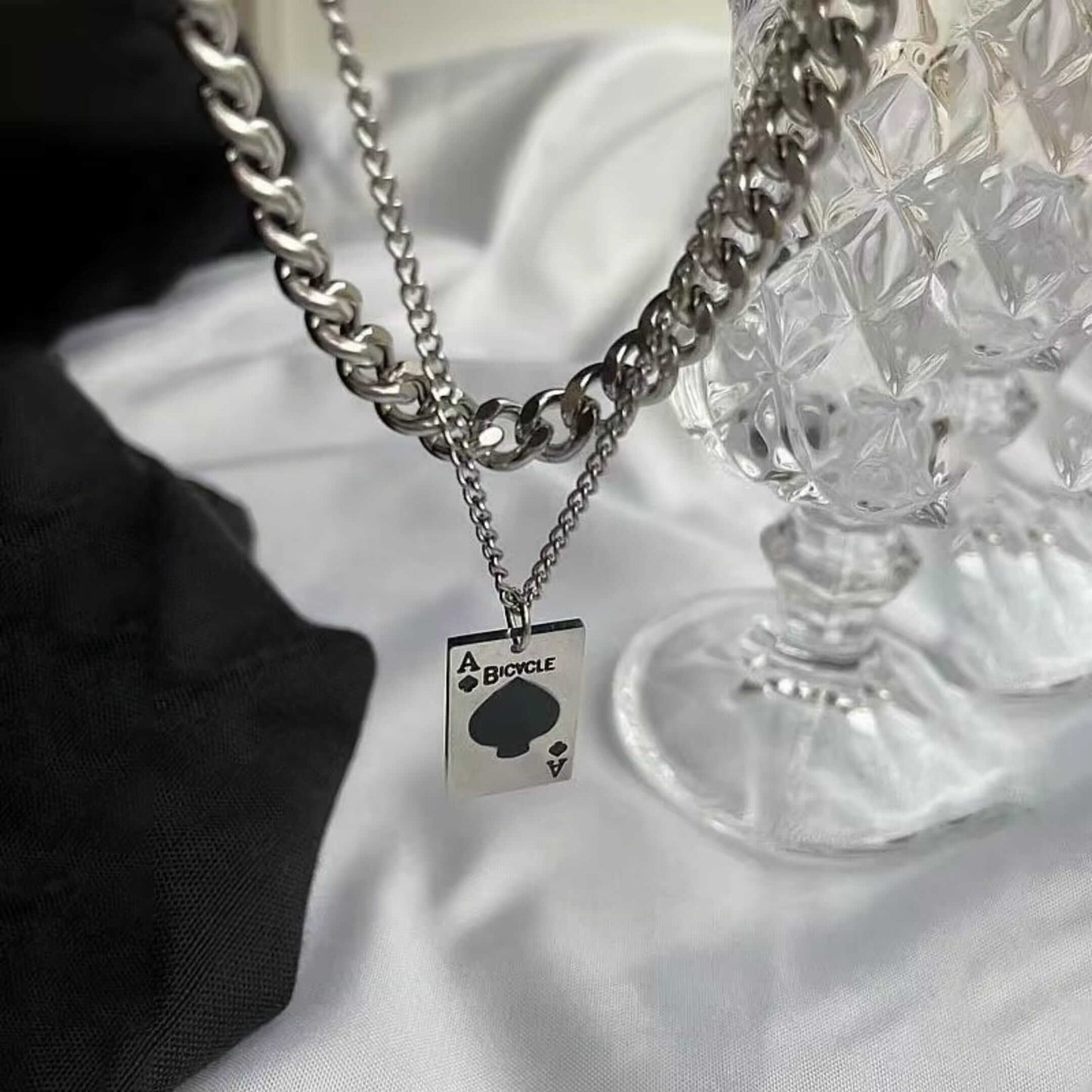 ACE STACK - 20mm Titanium Steel Pendant with 19 to 21inch Adjustable Cable Chain for Men & Boys - THE MEN THING