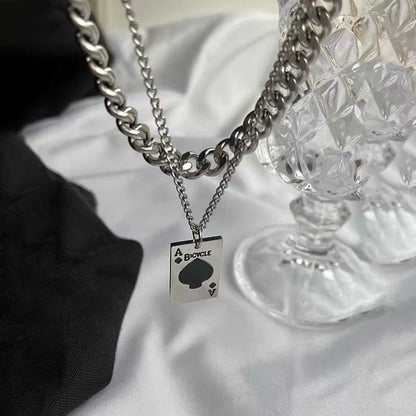 ACE STACK - 20mm Titanium Steel Pendant with 19 to 21inch Adjustable Cable Chain for Men & Boys - THE MEN THING