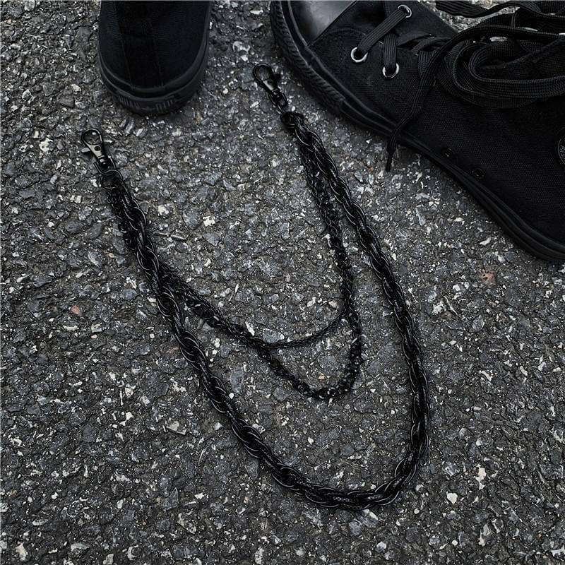 AEGIS CHAIN BLACK - 3pcs Alloy Multi-Layer Long Biker Chain For Jeans with Lobster Clasps for Men & Boys - 36 inch - THE MEN THING