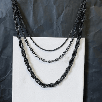 AEGIS CHAIN BLACK - 3pcs Alloy Multi-Layer Long Biker Chain For Jeans with Lobster Clasps for Men & Boys - 36 inch - THE MEN THING