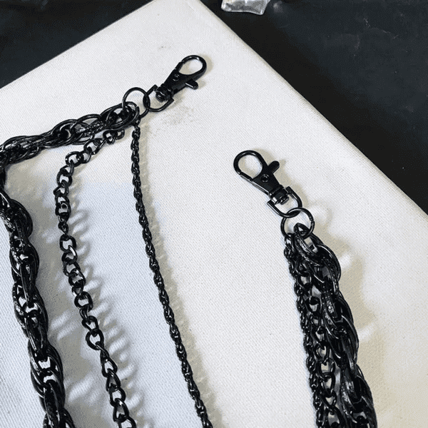 AEGIS CHAIN BLACK - 3pcs Alloy Multi-Layer Long Biker Chain For Jeans with Lobster Clasps for Men & Boys - 36 inch - THE MEN THING